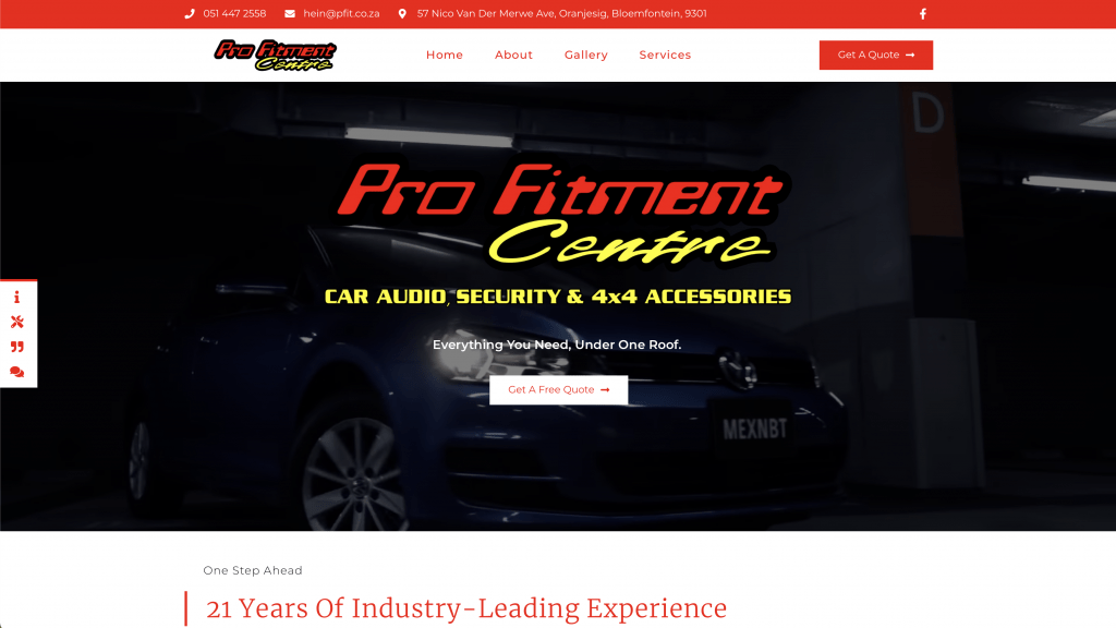 Pro Fitment Centre Homepage