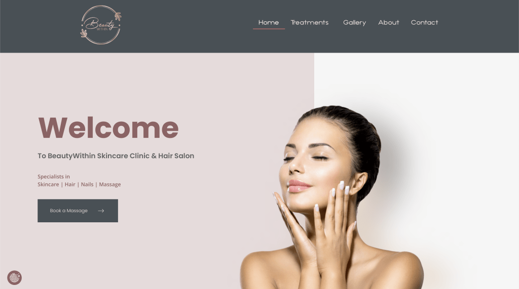 Beauty Within Website Homepage